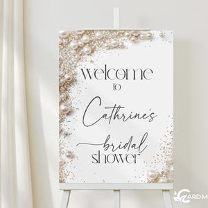 Pearls Bridal Shower Welcome Sign Bachelorette Hens, Wedding Shower Elegant Digital Template Download Elegant Entrance Poster SN1328