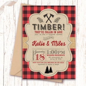 EDITABLE Lumberjack Timber They've Fallen in Love Wedding Shower Invitation Bachelor/Bachelorette Party Rustic Buffalo Plaid  Digital JT2343
