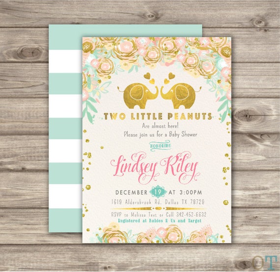 Twin Baby Shower Invitations Diaper Raffle Tickets Thank You Image 0