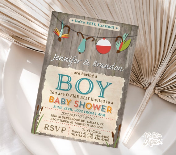 EDITABLE Fishing Baby Shower Invitations, It's a Boy Invites