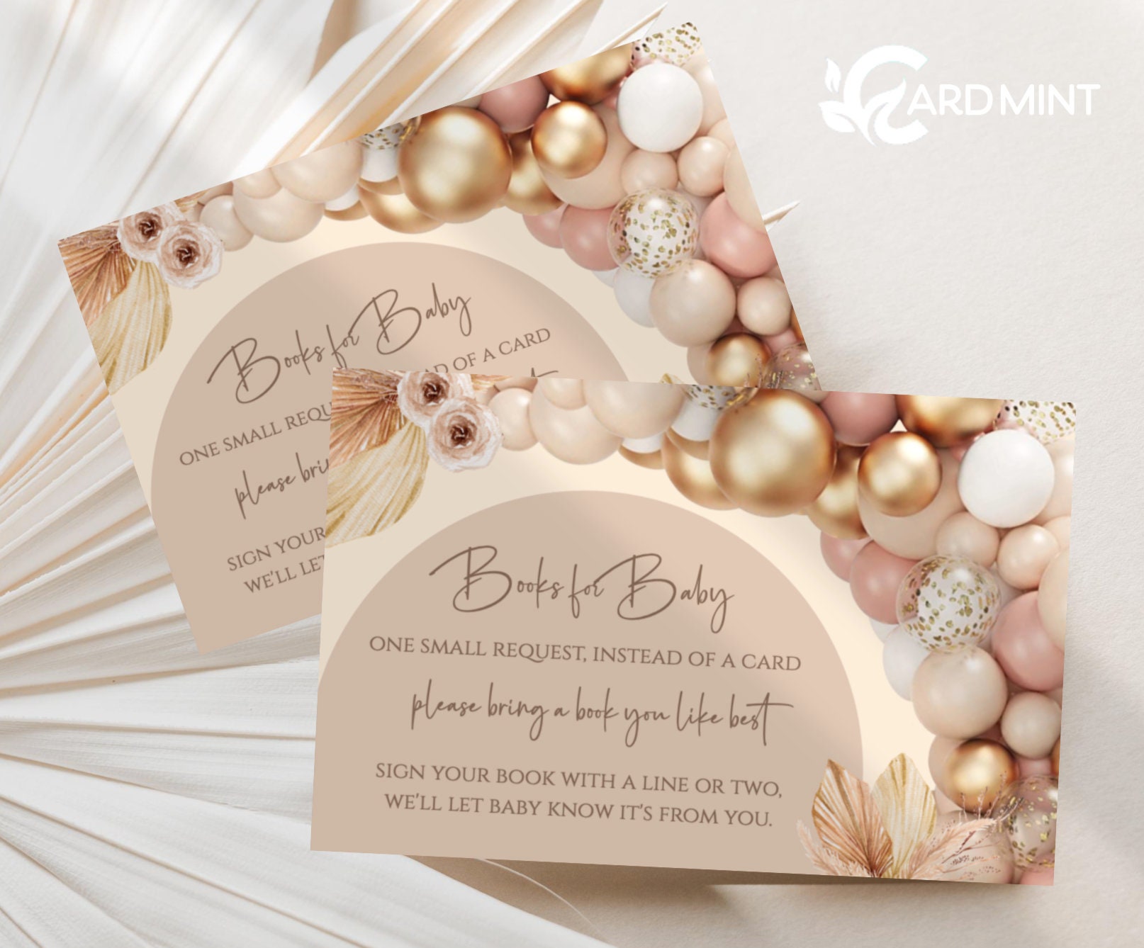 EDITABLE Book Request Cards Baby Shower Pink Balloon Arch, Baby Girl  Shower, Baby's Library Inserts Pink, Gold, Beige Pampas Grass DR0014 -   Australia