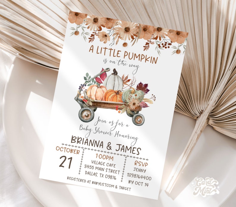 EDITABLE Pumpkin Baby Shower Invitations Wagon of Pumpkins Etsy
