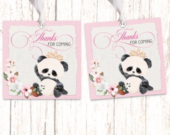 Thank You Gift Tags Panda Princess Birthday Party Favor Tags Great for Treat Bags Digital Tags TT5335