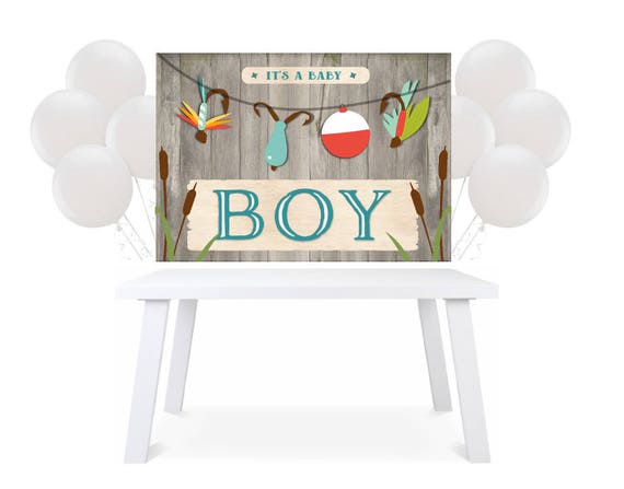 Fishing Backdrop Party Table Decor, It's a Boy Baby Shower