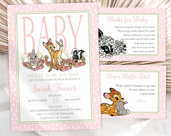 Bambi and Friends Baby Shower Invitation Set of 3, Editable Digital Templates JT1894 set