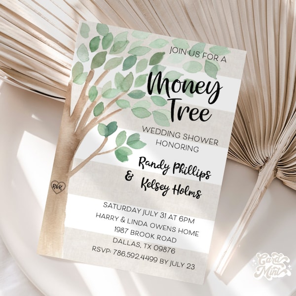 EDITABLE Money Tree Wedding Shower Invitations, Couples Shower, Bridal Shower, Co-ed Shower Digital Download JT6135