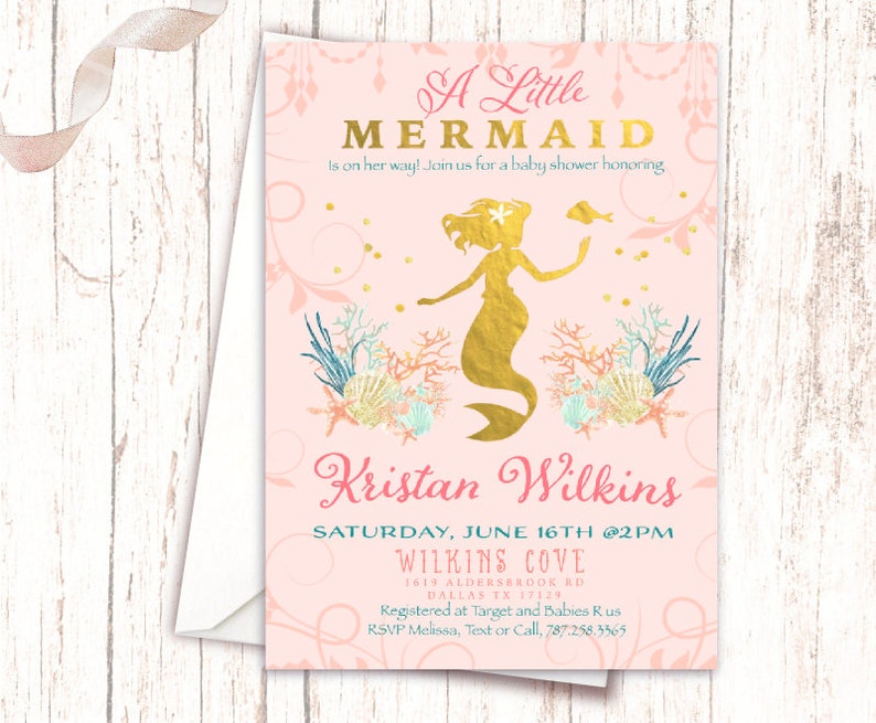 Mermaid Baby Shower Invitations Little Mermaid Under The Sea Etsy