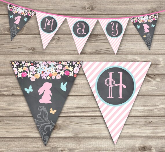 Custom Banner Printable Banner Easter Bunny Theme Birthday Etsy