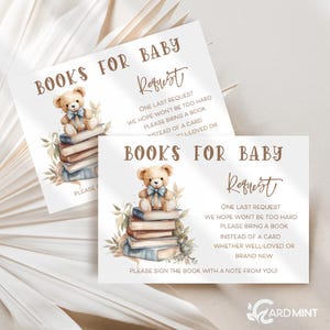 Bewerkbare berenboek verzoekkaarten, babyshower, babybibliotheek bouwen Blue Book nieuw hoofdstuk ontwerp douche digitale sjabloon BR2005