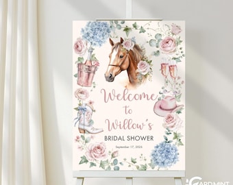 Cowgirl Bridal Shower Welcome Sign, She Found Her Cowboy Editable Template SN2181