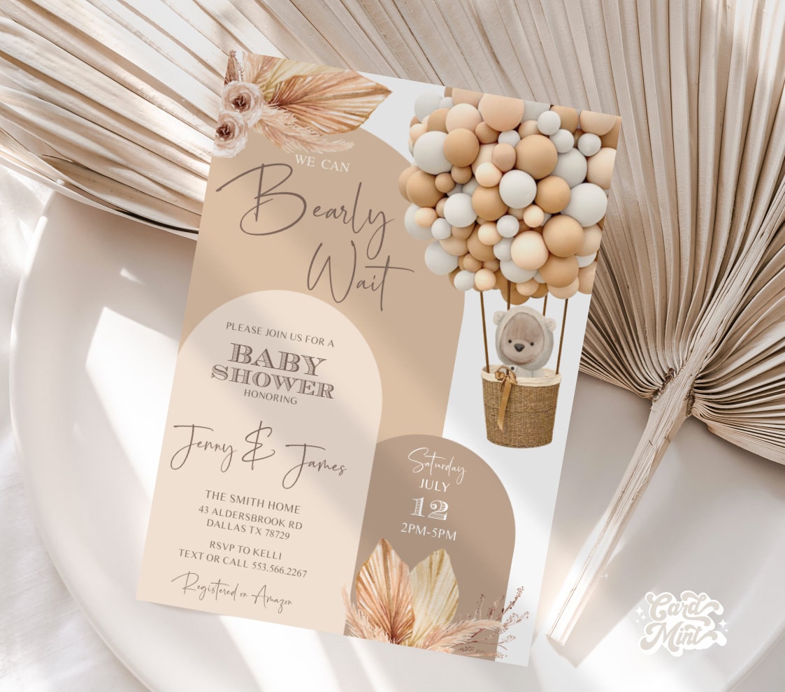 The Invite Lady Teddybär Babyparty 'Bring A Book' Karten, 25 Stück – Aquarell Beige/Braun