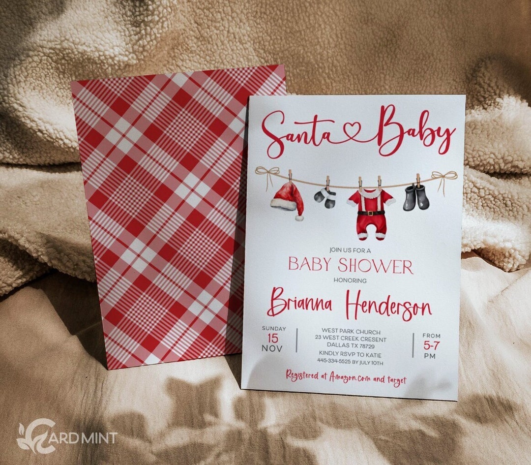 Editable Santa Baby Shower Invitations Holiday Santa Baby Christmas ...
