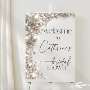 Pearls Bridal Shower Welcome Sign Bachelorette Hens, Wedding Shower Elegant Digital Template Download Elegant Entrance Poster SN1327