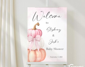 Fall Pumpkin Baby Shower Welcome Sign, Pumpkins and Bow Digital  Download SN 1844
