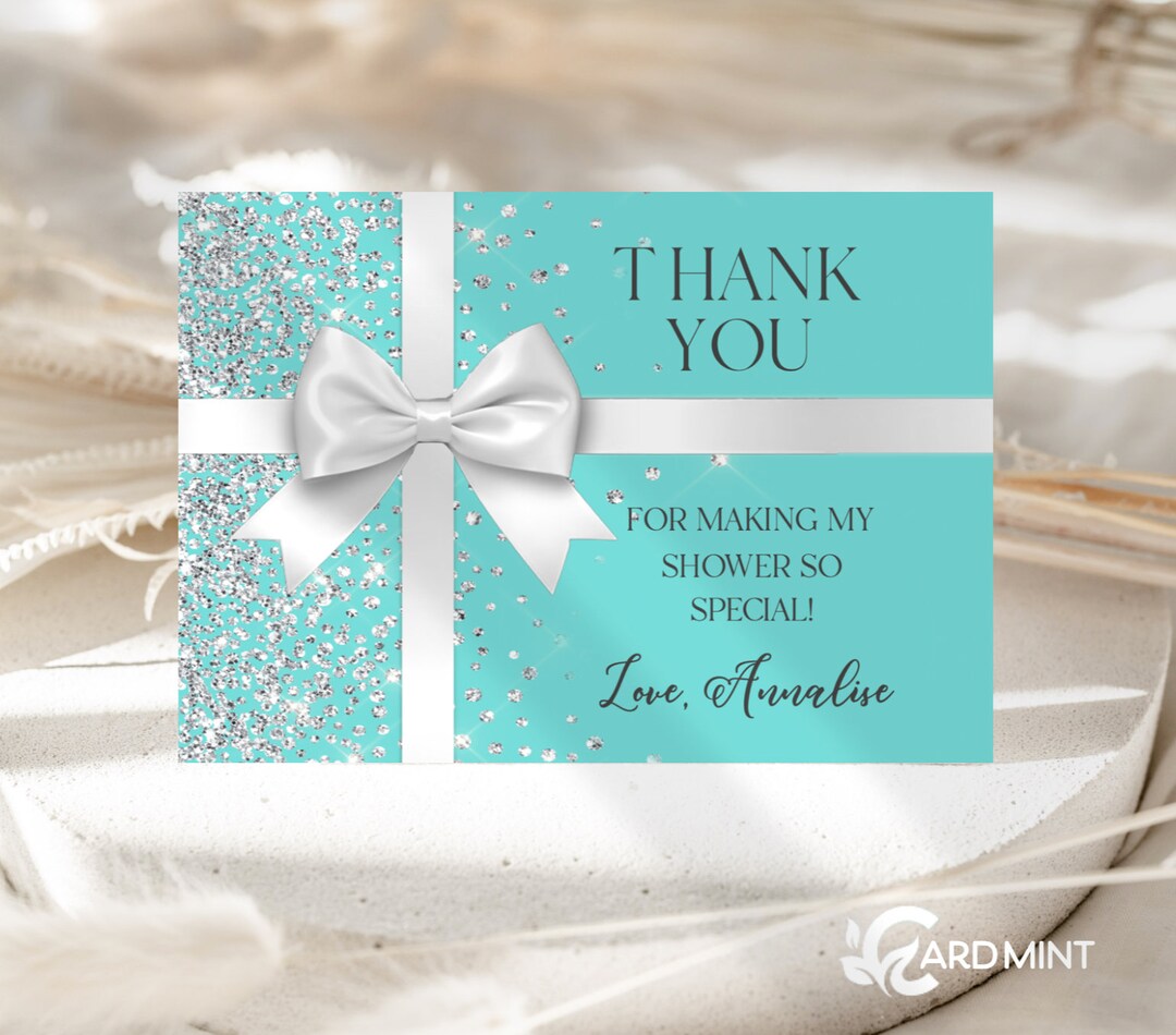 EDITABLE Blue Baby Shower Thank You Cards Paris Baby White Bow Ribbon ...