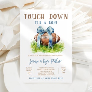 Editable Football Baby Shower Invitations, Baby Boy Tailgate Co-ed Party Sport Invitations, Instant Digital Download Template JT1154
