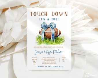 Editable Football Baby Shower Invitations, Baby Boy Tailgate Co-ed Party Sport Invitations, Instant Digital Download Template JT1154