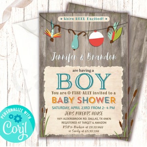 EDITABLE Fishing Baby Shower Invitations It's a Boy | Etsy