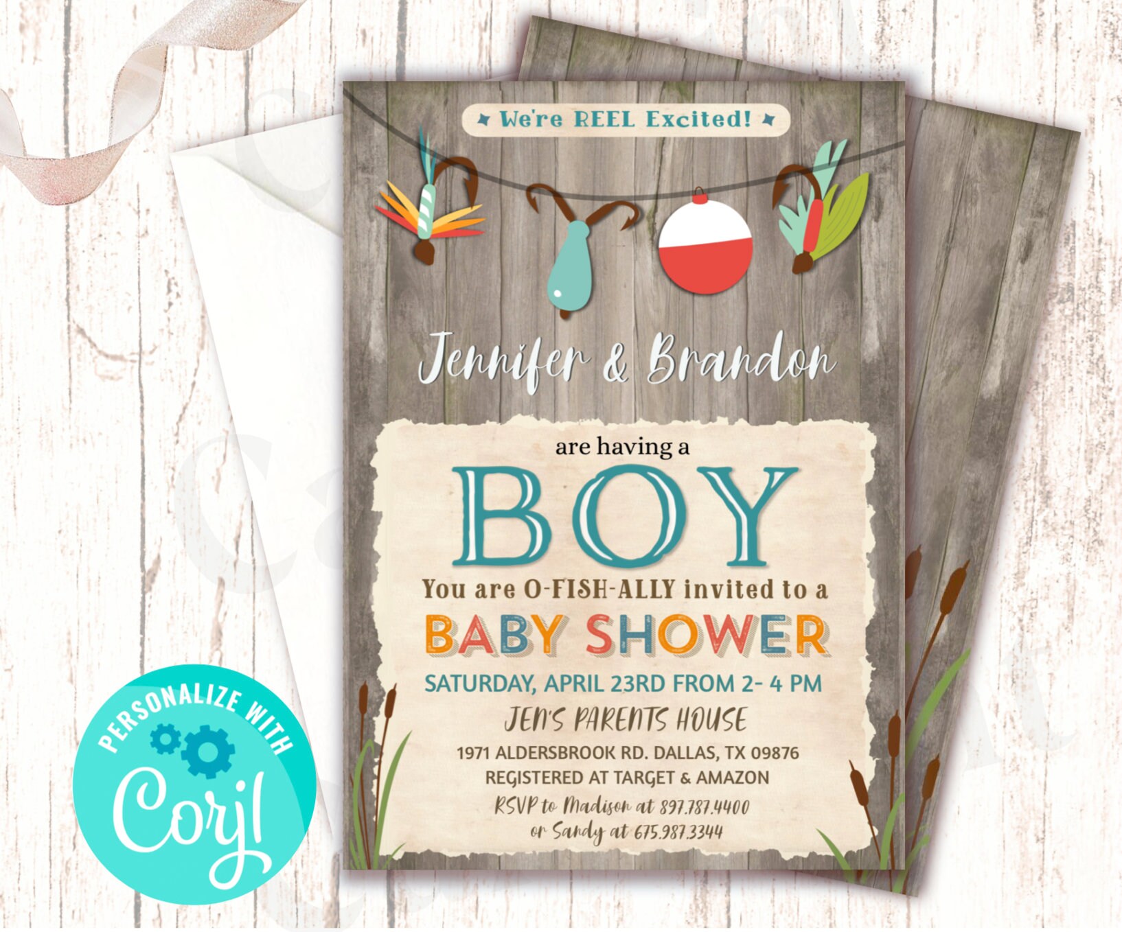 EDITABLE Fishing Baby Shower Invitations It's a Boy | Etsy