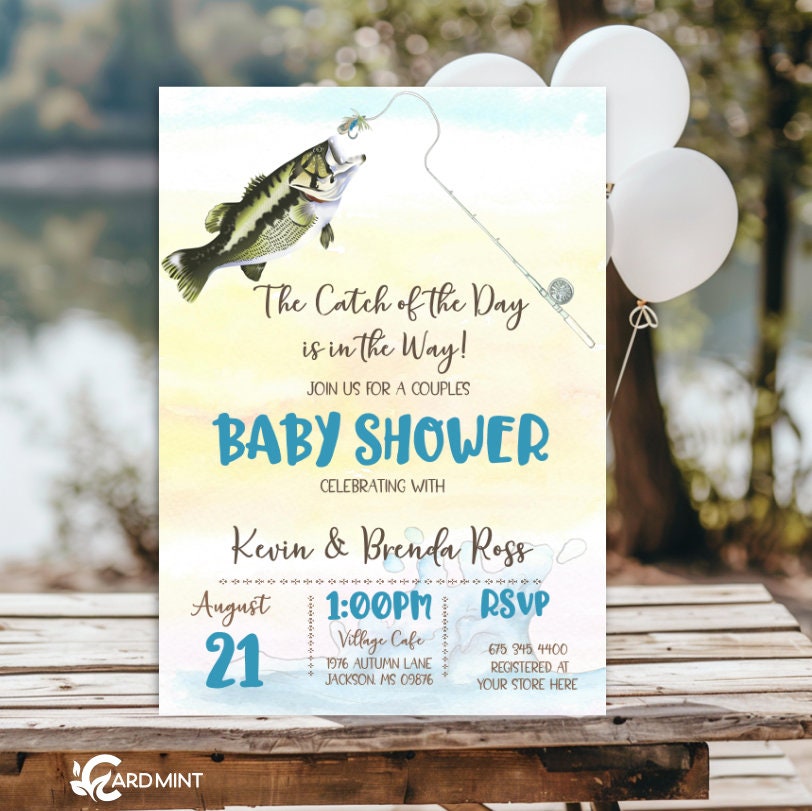 EDITABLE Fishing Baby Shower Invitations, the Catch of the Day