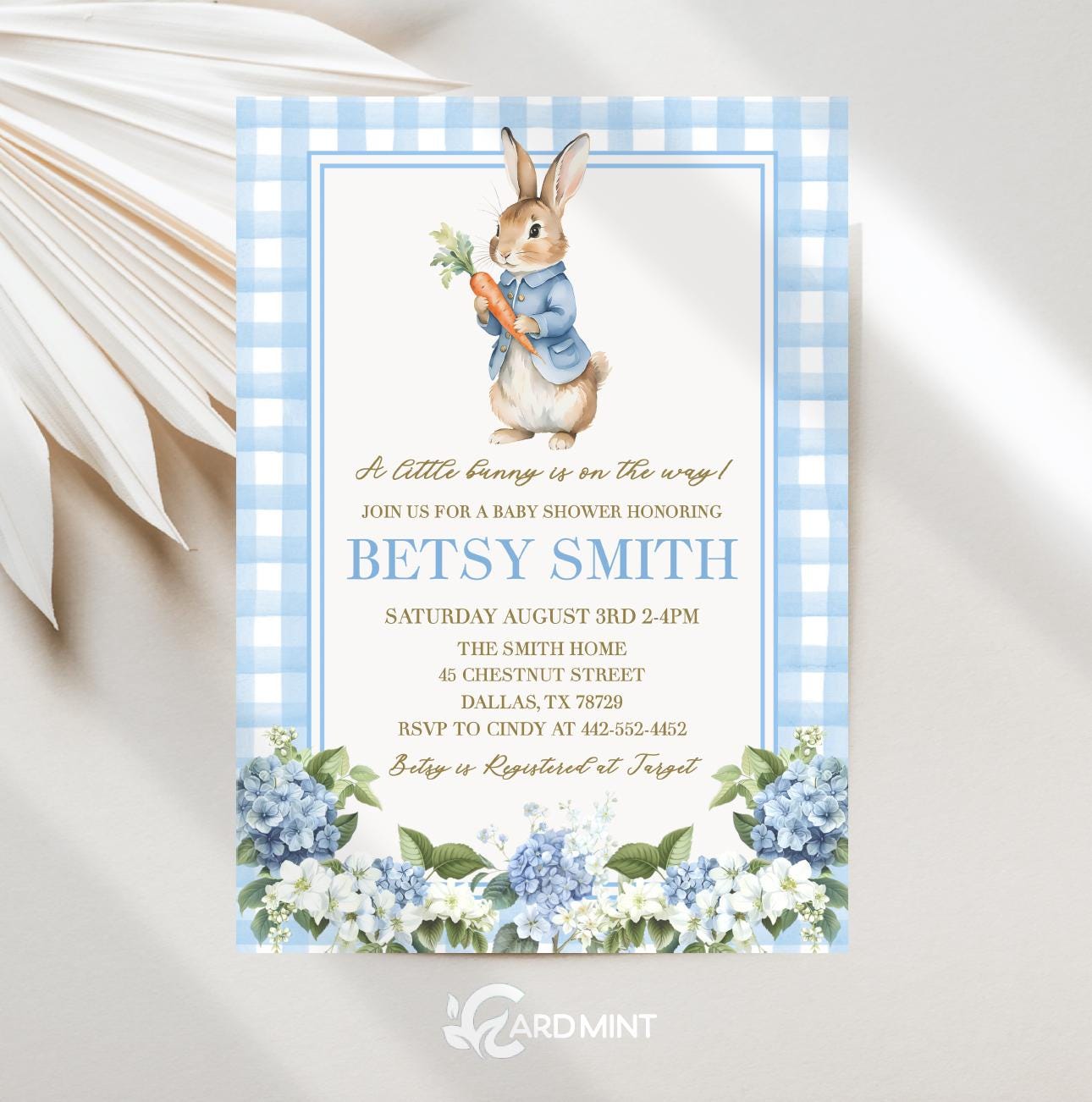 Peter Rabbit Baby Shower Party Invitation-Personalized Invitation