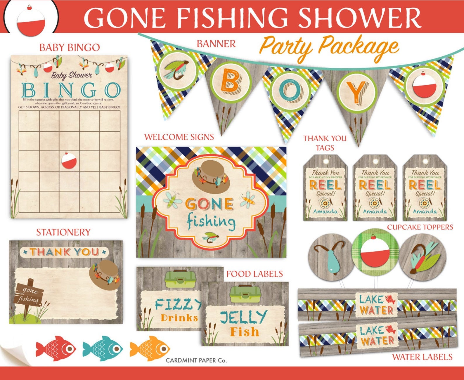 EDITABLE Fishing Baby Shower Invitations It's a Boy | Etsy
