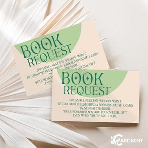 Bewerkbare boekverzoekkaarten, babyshower, neem een boek mee voor de babybibliotheek Digitale download BR253