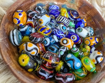 10 Norse Viking Lampwork Glass Bead Assortment