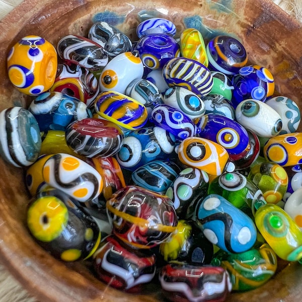 10 Norse Viking Lampwork Glass Bead Assortment