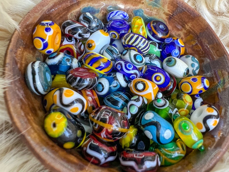 10 Norse Viking Lampwork Glass Bead Assortment image 1