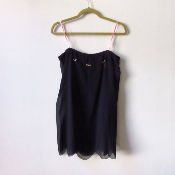 Vintage Rayon Crepe Black Teddy Romper Step-In Won