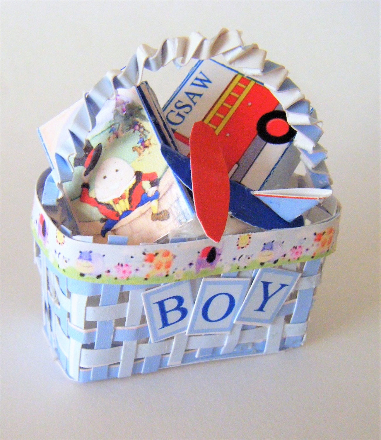 1:12th scale Miniature Boys Nursery Basket Download Kit