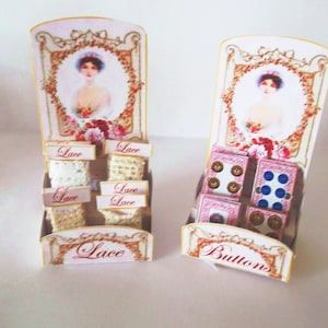 1:12th scale Dolls House Miniature Button and Lace Displays
