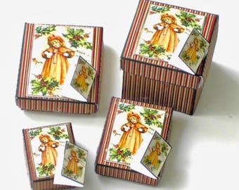 1:12th scale Dollhouse Vintage Christmas Boxes