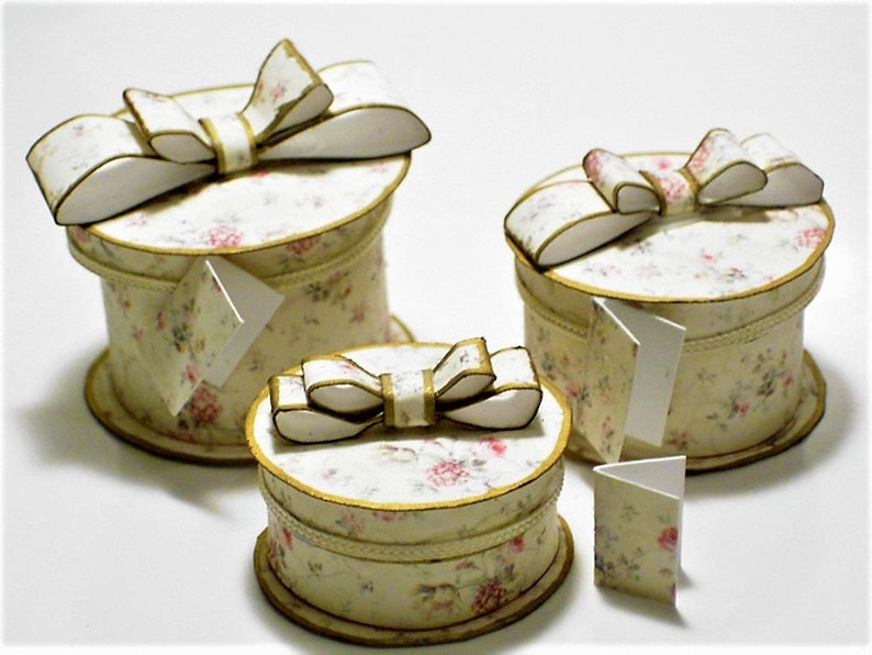 1:12th Scale Miniature Floral Bow Hat Boxes Digital Kit - Etsy UK