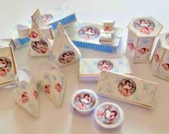 Digitale downloadkit 1:12e miniatuur toilettasjes met bumper