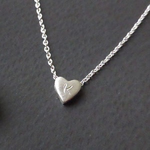 HEART NECKLACE, SILVER, Initial Heart necklace, Girlfriend necklace,  lovers heart necklace, bridesmaids gift, Chirstmas gift, Silver Heart