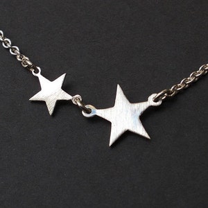 LITTLE 2 STAR NECKLACE, Silver star necklace, Free Shipping, Initial Necklace, Sterling Silver,Tiny 2 Silver Star Necklace- Little Star