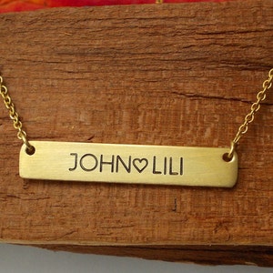 PERSONALISIERTE NAMENSKETTE, Goldbarren-Halskette, Typenschild graviert, personalisierte Halskette, Initiale, Monogramm, Name, Jessica Alba, Freundin