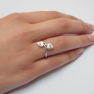 Herz-RING, paar initial zwei Herz-Ring, personalisierte Herz-Ring, erste Herzen, Freundin Ring, Ring, zwei liebende Herzen, kostenloser Versand