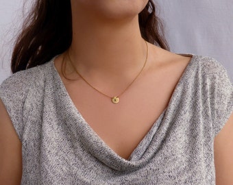 DISK NECKLACE, GOLD Personalized Necklace, Initial necklace, Celbraty inspired Necklace, Simple necklace, Monogram Pendant, Gold Disc, Disk