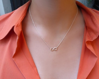 INFINITY SILVER NECKLACE, Sterling Silver Infinity Charm Necklace, Sterling silver Infinity Charm Connector, Bridesmaids Gif