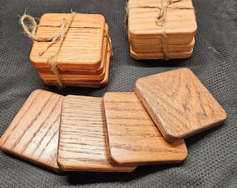 Handmade Solid Oak Coasters, Set of 4