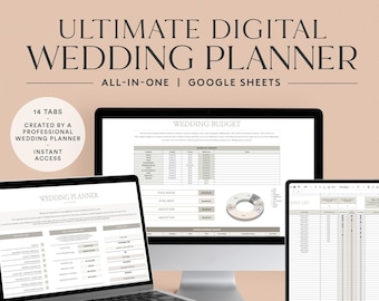 DIGITAL WEDDING PLANNER | Wedding Planner Template - Edit in Google Sheets - Wedding Template - Wedding Itinerary - Customizable