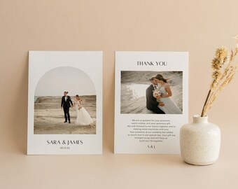 Modern wedding THANK YOU CARD |  Wedding card template, Editable with Canva , Photo card,  thank you card, Modern minimalist Wedding