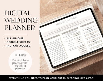 DIGITALER HOCHZEITSPLANER | Hochzeitsplaner Vorlage - In Google Sheets bearbeiten - Hochzeitsvorlage - Hochzeitsplaner - Individuell anpassbar