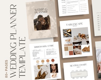 80 + PAGES WEDDING PLANNER  |  Digital Template  | Editable and customizable in Canva, Printable, Ultimate Wedding planner, Us Letter size