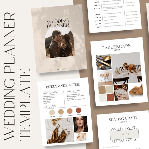 80 + PAGES WEDDING PLANNER  |  Digital Template  | Editable and customizable in Canva, Printable, Ultimate Wedding planner, Us Letter size