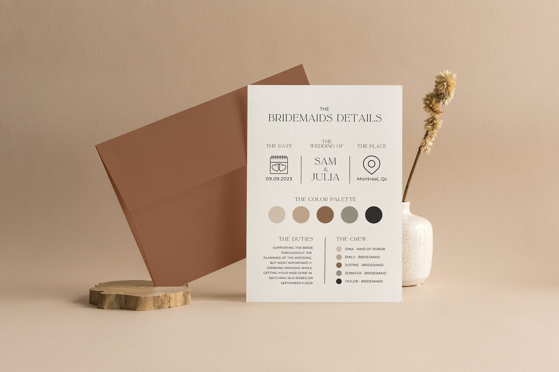 BRIDESMAIDS PROPOSAL CARD Canva Template Bridal Party Info - Etsy