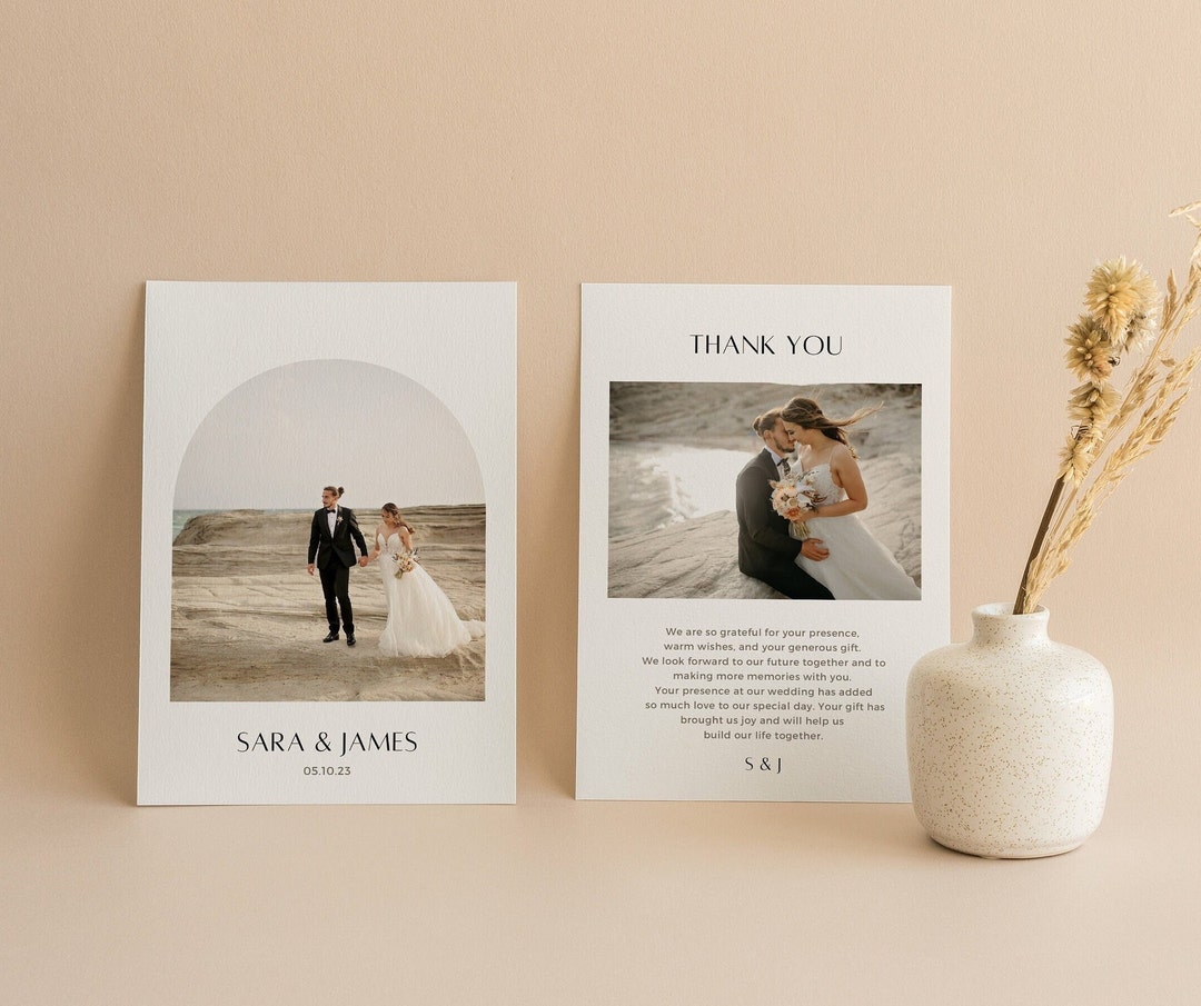Modern Wedding THANK YOU CARD | Wedding Card Template, Editable With ...